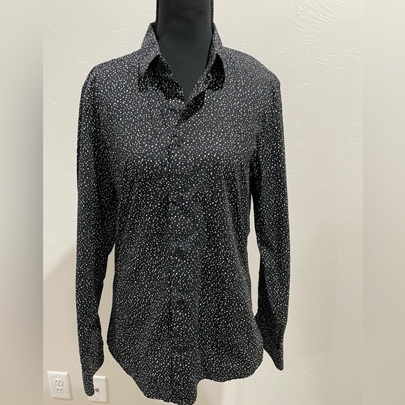 H&M womens size S long sleeve button down black & white shirt - Picture 1 of 5